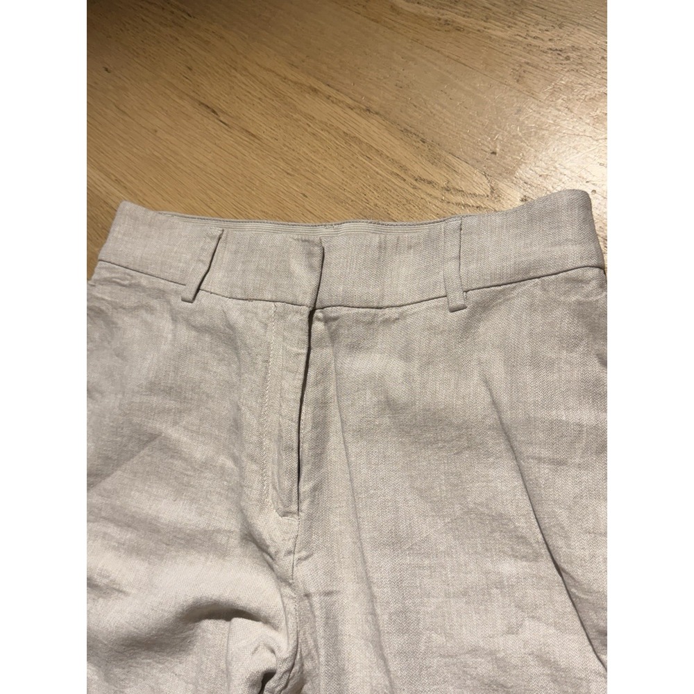 H&M Beige Linen Blend Trousers Womens Size 8 Wide Leg Coastal Grandma Minimalist - Picture 4 of 13